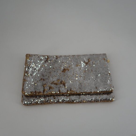 BCBGMaxAzria Silver Gold Sequin Clutch - Picture 9 of 10